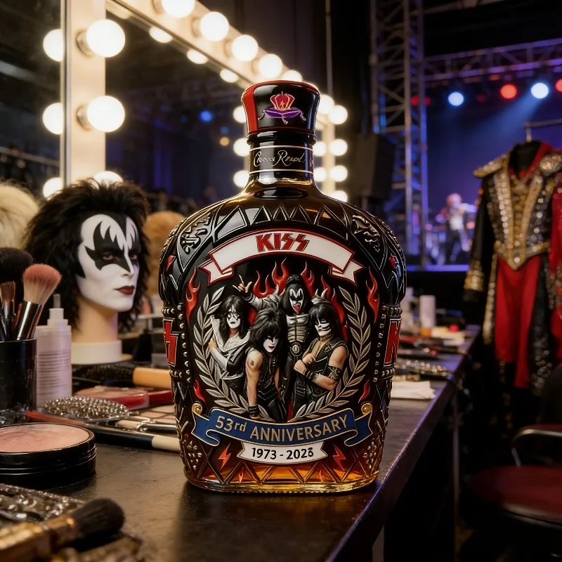 Collectible KISS Band Style Whiskey Decanter, Vintage Rock Music Themed Liquor Bottle for Man Cave & Fan Gifts