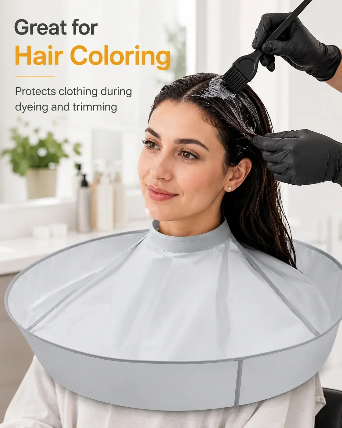 Barber Cape for Hair Cutting, Hairdressing Apron for Men Women, Hair Coloring Cape with Velcro Closure view 3