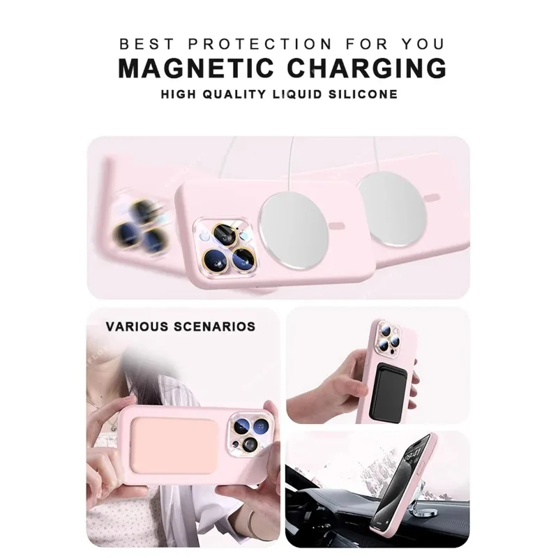 Funda magnética de silicona líquida para iPhone 17 Air 11 12 13 15 14 16 17 Pro Max, para carga inalámbrica Magsafe 4