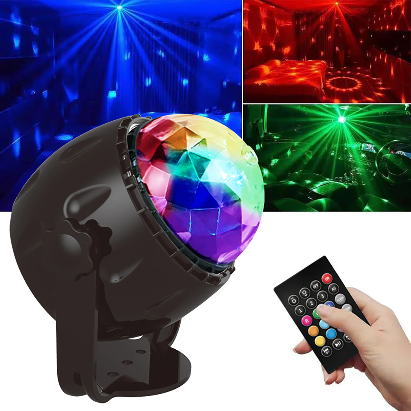 LED Stage Disco Light Rotating DJ Ball Strobe Remote Sound Control Magic Dance Car RGB Christmas Gift Party Club Laser Show Lamp