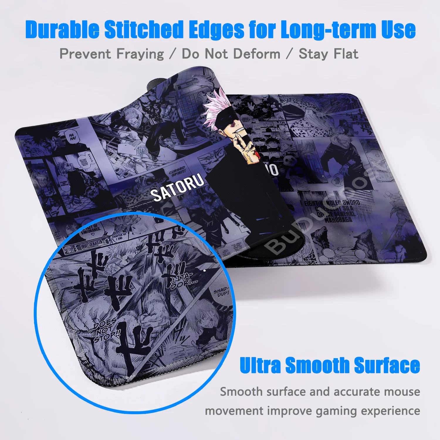 XXL Hot Anime Jujutsu Kaisen Tappetino per mouse con bordo di blocco di grandi dimensioni Satoru Gojo Deskpad Accessori periferici per giochi per computer Tappetino da tavolo