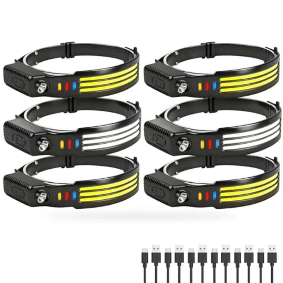 

Pack LED Headlamp Rechargeable 00 High Lumen Head Lamp 230°Wide Beam 5 Light Modes IPX Waterproof Head Light for Camping Runnin