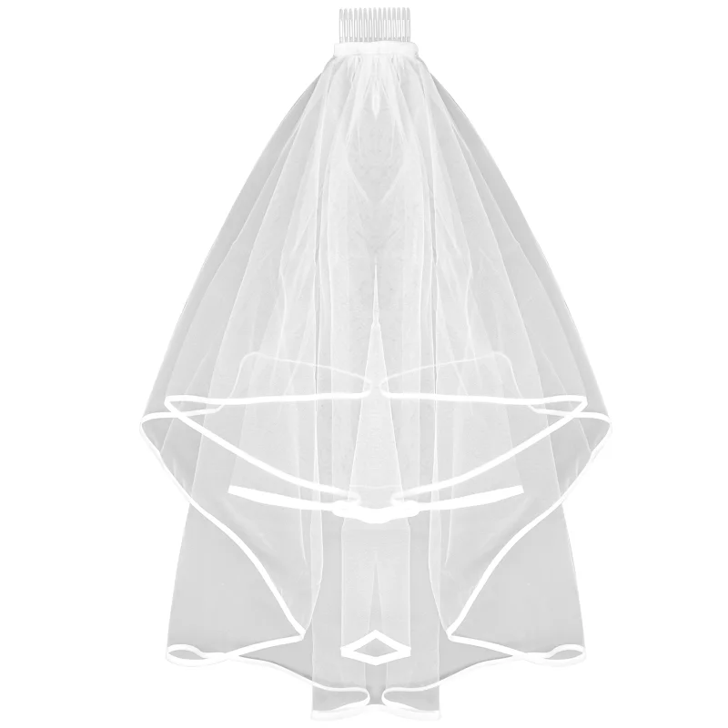 1pc Solid Bridal Veil With Hair Comb Minimalist Elegant Headwear Decorative Dress Accessories For Wedding 2023