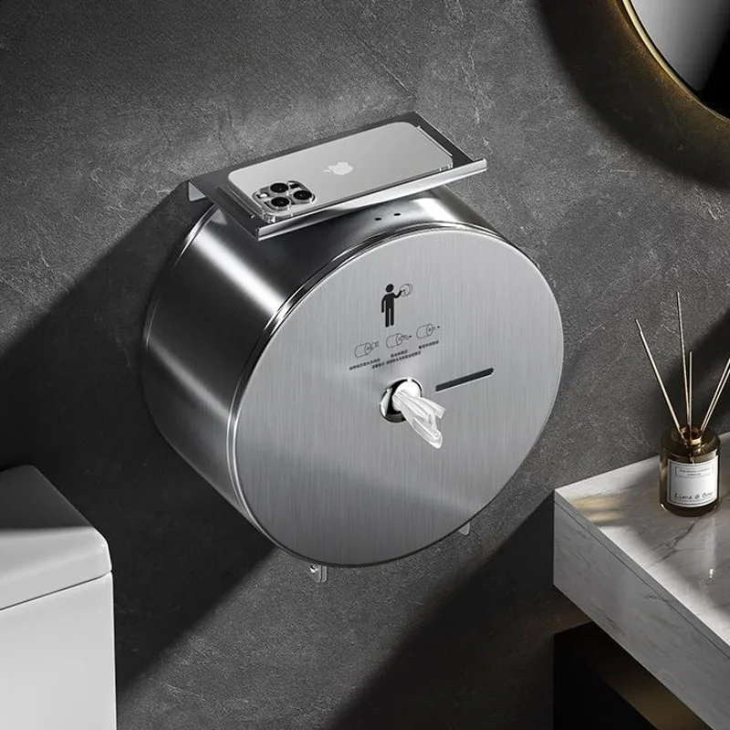 Steel Center Pull Paper Holders Waterproof Large Tissue Holder Wall Mounted Dustproof Roll Dispenser Modern Bathroom Fixture