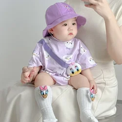 Disney Purple Daisy Rompers Baby Clothing Cartoon Triangle Summer Soft Cotton Photo Suit Bodysuits Newborn Clothes K625-2