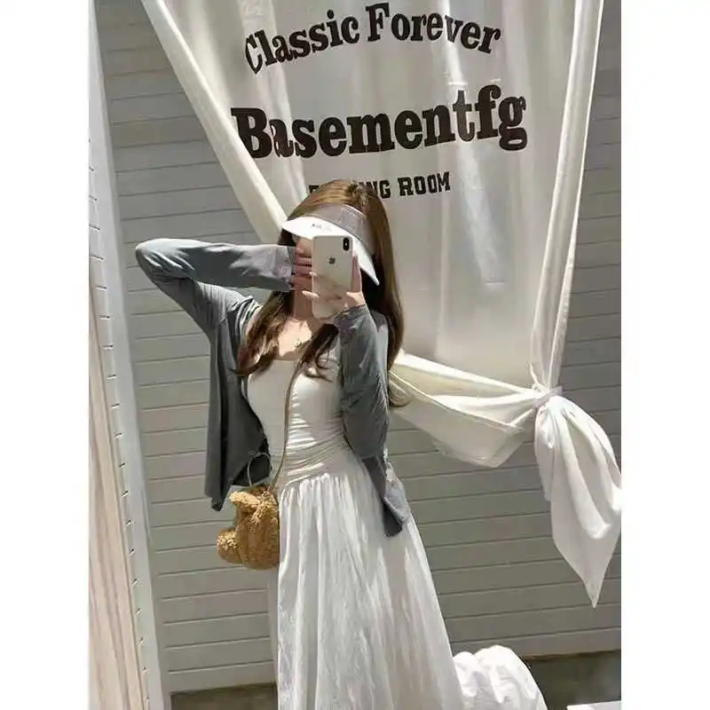 

White Strapless Long Dress Set Women's Fashionable Spring Summer Outfit 2024 New Arrival Beautiful Dress Ensemble