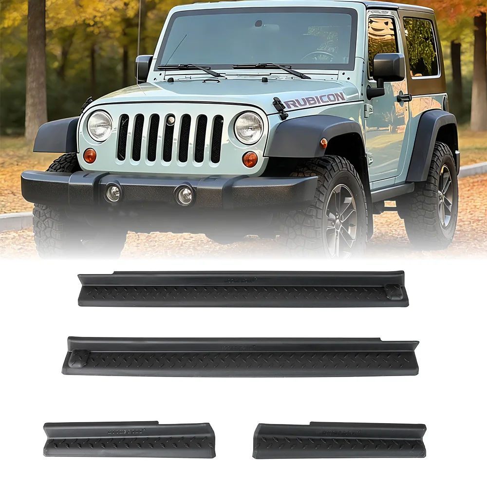 

Black Door Sill Entry Guards for 2007-2018 Jeep Wrangler JK 2-Door – Threshold Protector Trim Kit