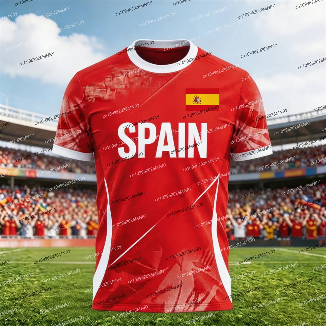 2026 Spain Flag Emblem tshirt Fan Jersey Men T Shirt Spain Soccer Jersey T-shirts For Men Spain Jersey Fashion Men's clothing - view 3