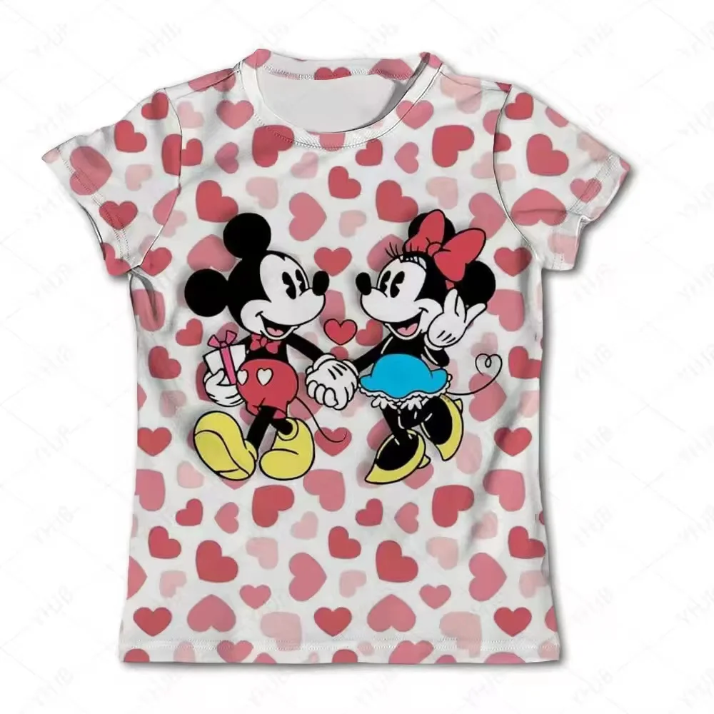 

2024 Summer Disney Mickey Printed Children's T-shirt for Middle and Large Children Sweat-Absorbent Breathable Bottoming Shirt