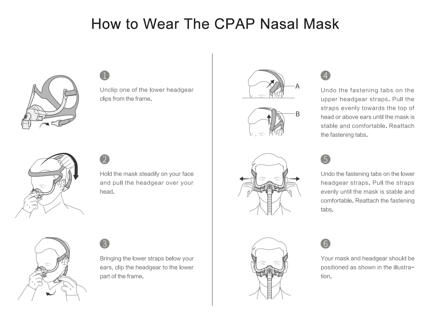 YUWELL Nasen-CPAP-Maske mit Kopfbedeckung, Schlauch, Silikongel-Kissen für APAP CPAP-Maschine, Schlafapnoe, Anti-Schnarch-CPAP-Nasenmaske – Detail 14