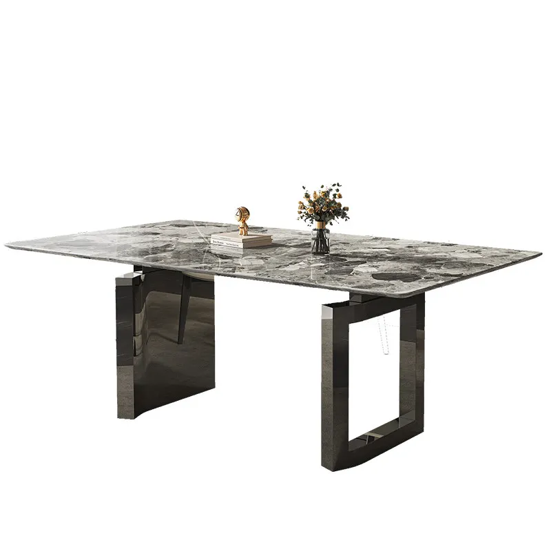 

Dining table square small apartment modern simple luxury stone dining table and chair combination marble dining table