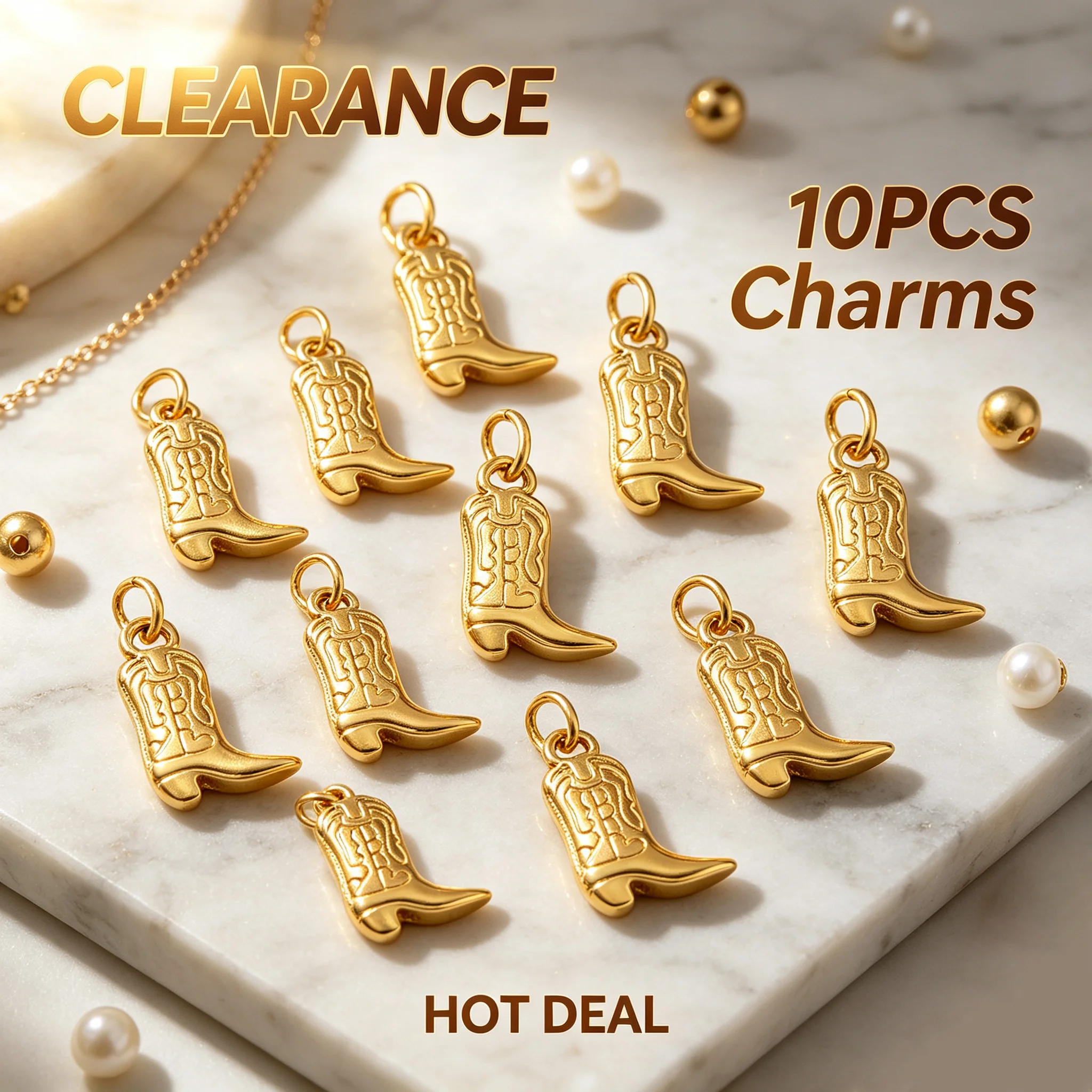 Factory Clearance 3/5/10pcs Gold Boot Charms Cowboy Boots Pendant Charms DIY Necklace Bracelet Jewelry Making Findings