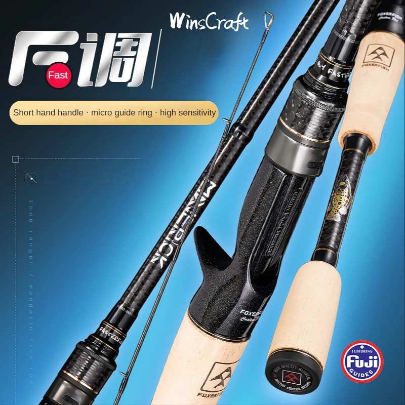 WinsCraft Ultralight Hard Spinning Fishing Rod 2Section Carbon Casting Fishing Rod Fast Action Boat Rod Mandarin Rod 1.98m2.1m