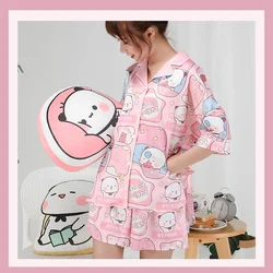 Bubu And Dudu Panda summer Sweet Girl Pajama Set  Anime Short sleeve Student Home Clothes Women Pijama Men's pajamas