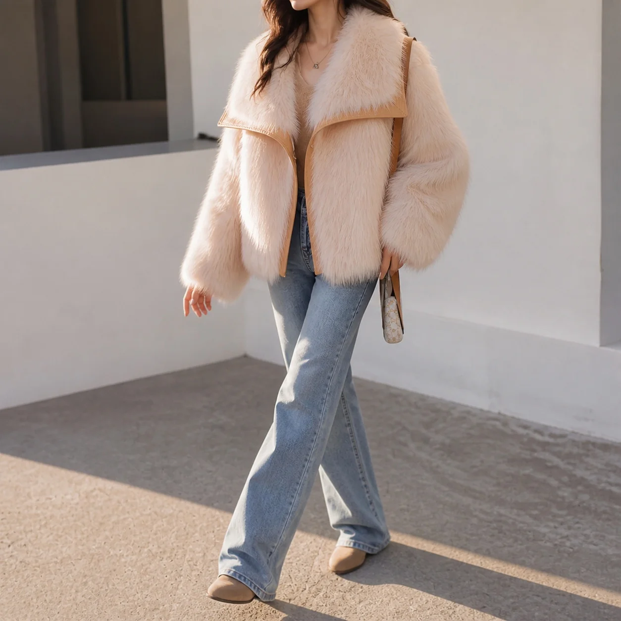 Notched Lapel Turn Down Collar Coat Regular Length Elegant Commuter with British Style Pockets No Hood Women Winter Jacket