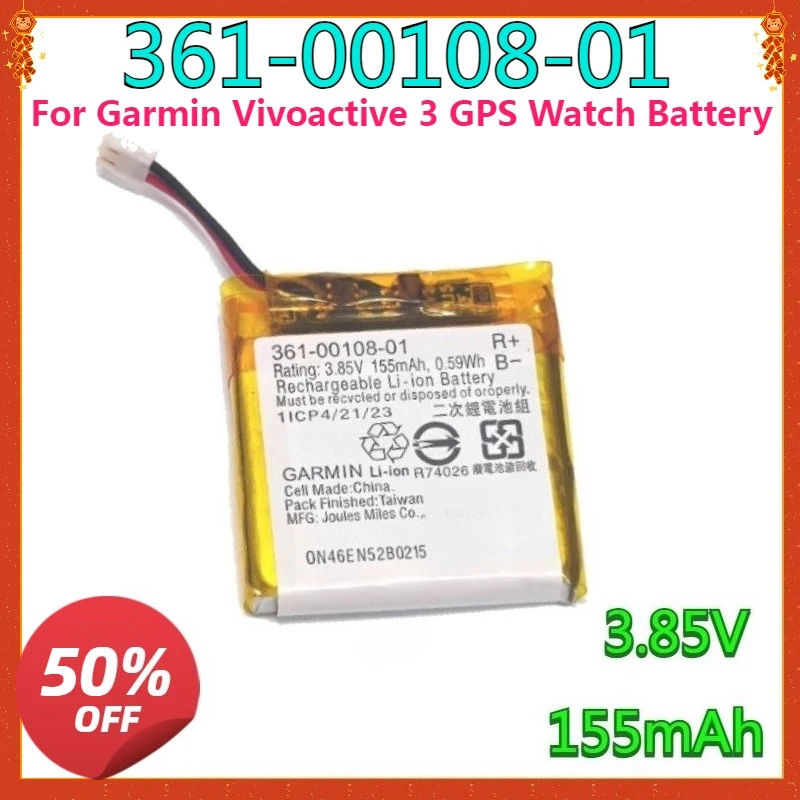 

New High quality replaceable Battery For Garmin Vivoactive 3 GPS Watch Battery 361-00108-01 Capacity 155mah