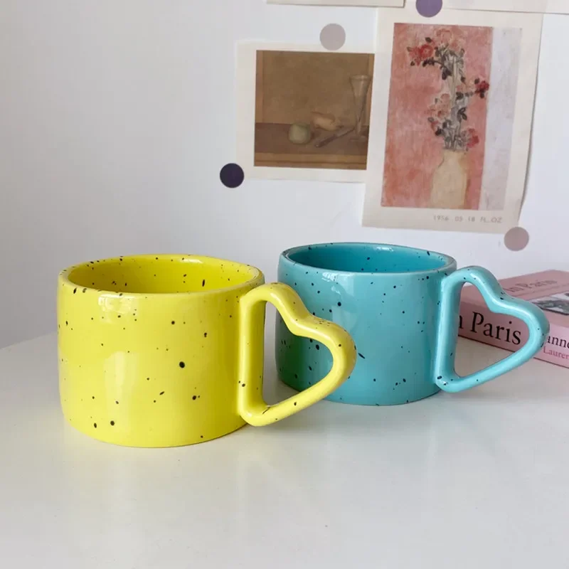 Ceramic Splash Ink Wave Dot Mug, Ice Coffee Cups, Milk Mark, Tea Cup, Fashion, Office Mug, Couples Cup, Korean Style