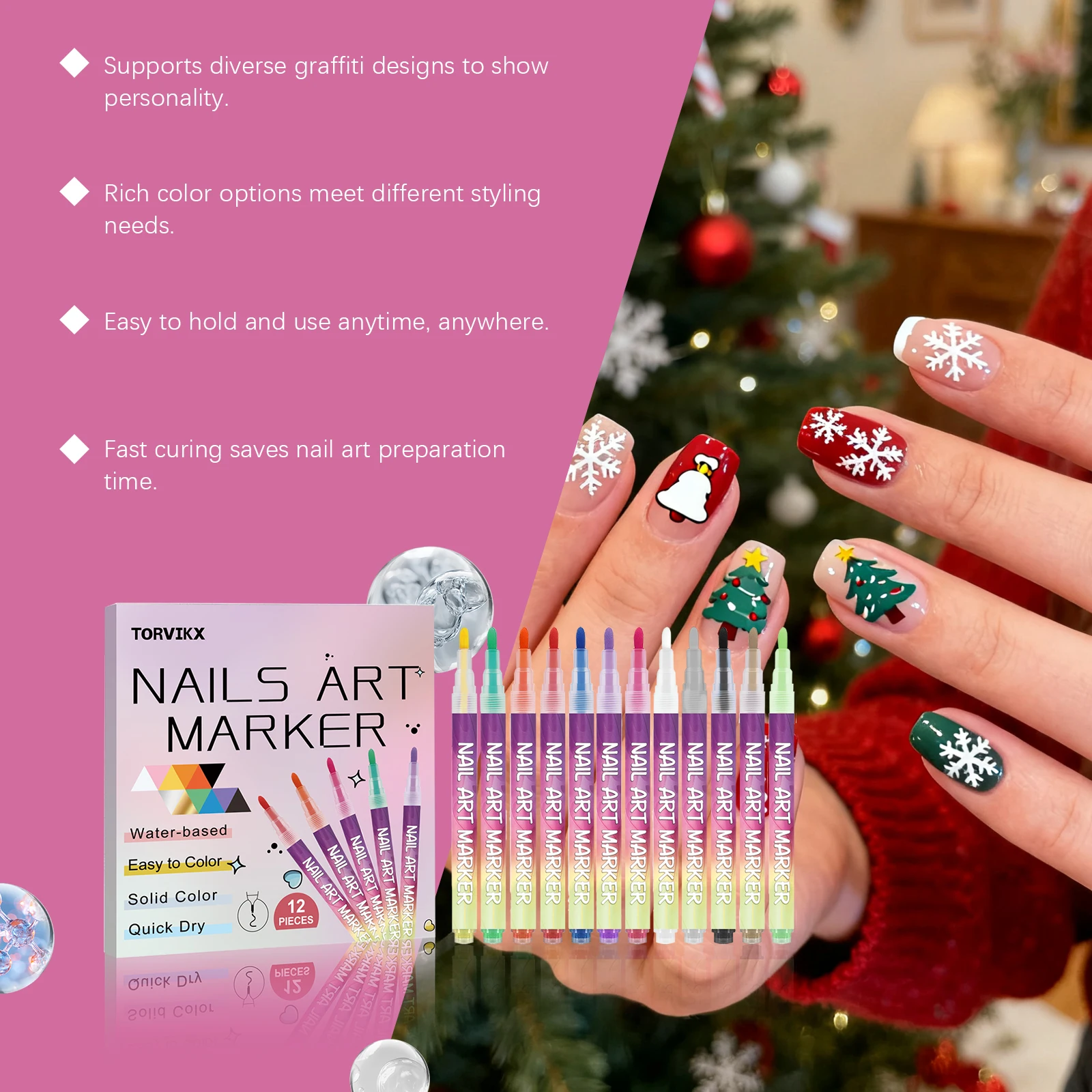 Colorful Graffiti Pen Nail Art Nail Marker Drawing Abstract Lines Fine Detail Floral Design Waterproof Nail Painting Tools