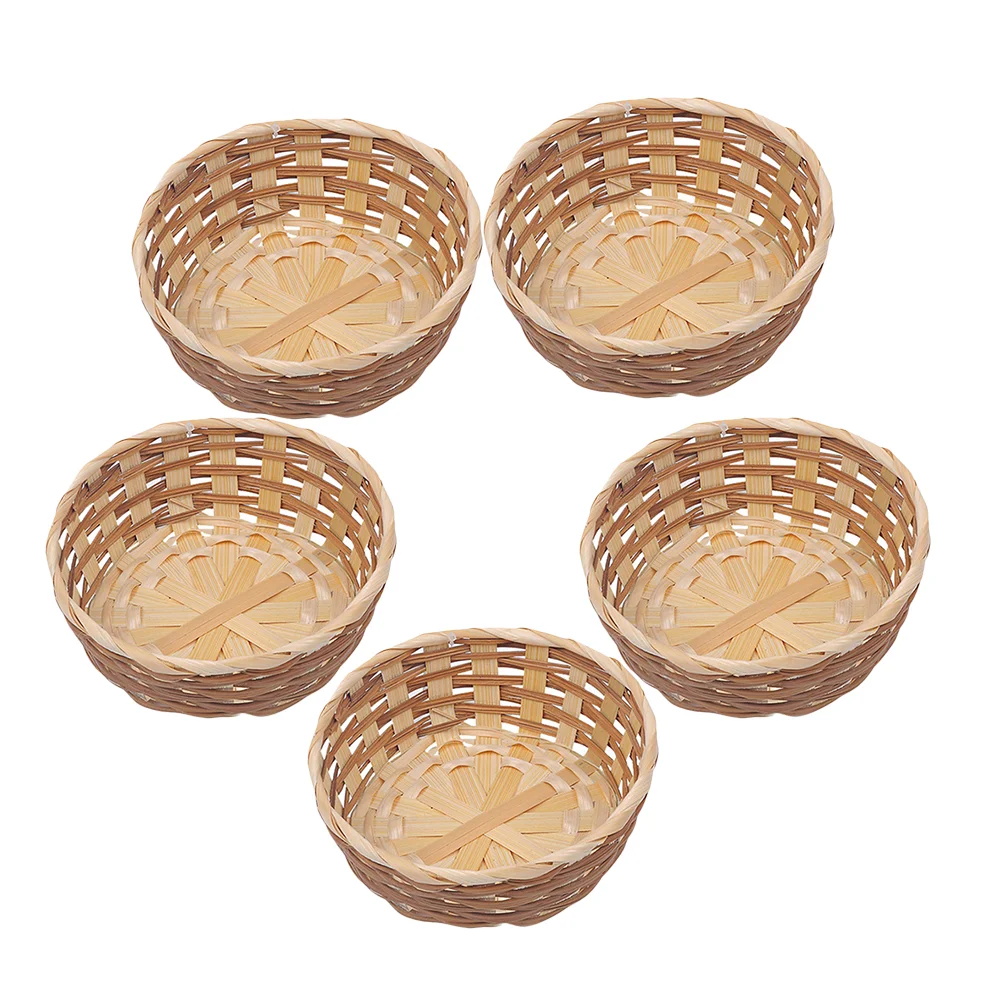 

5pcs Bamboo Bread Basket Household Fruit Basket Egg Basket Storage Baskets woven empty gift basket Bamboo Basket