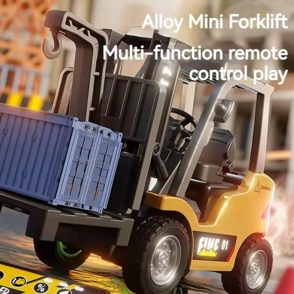 

High Quality Alloy 1/64 Remote-controlled Forklift Mini Boys Gift Engineering Vehicle Collection Tabletop Toys Model
