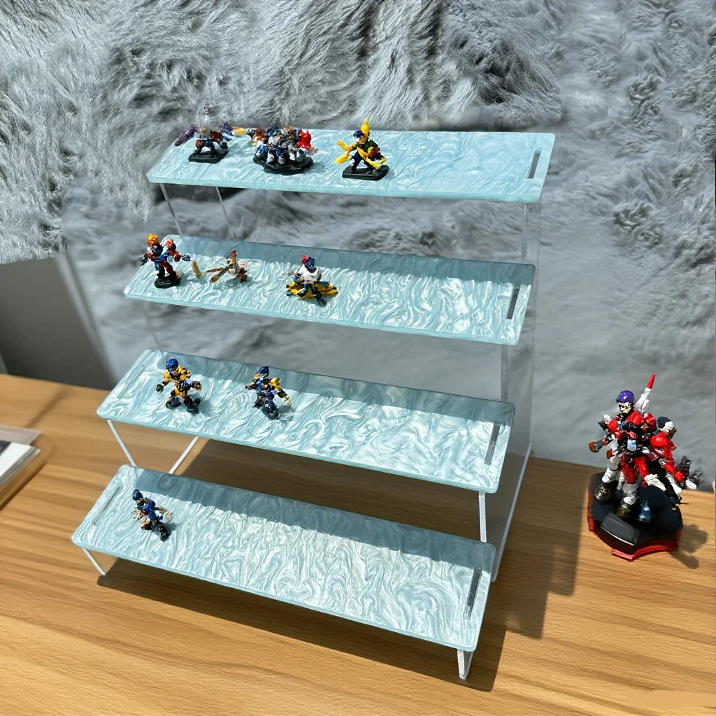 2/3/4-Tier Water Ripple Acrylic Display Stand for Office Decor,Artwork Organization,Collectibles,Perfume,Cosmetics