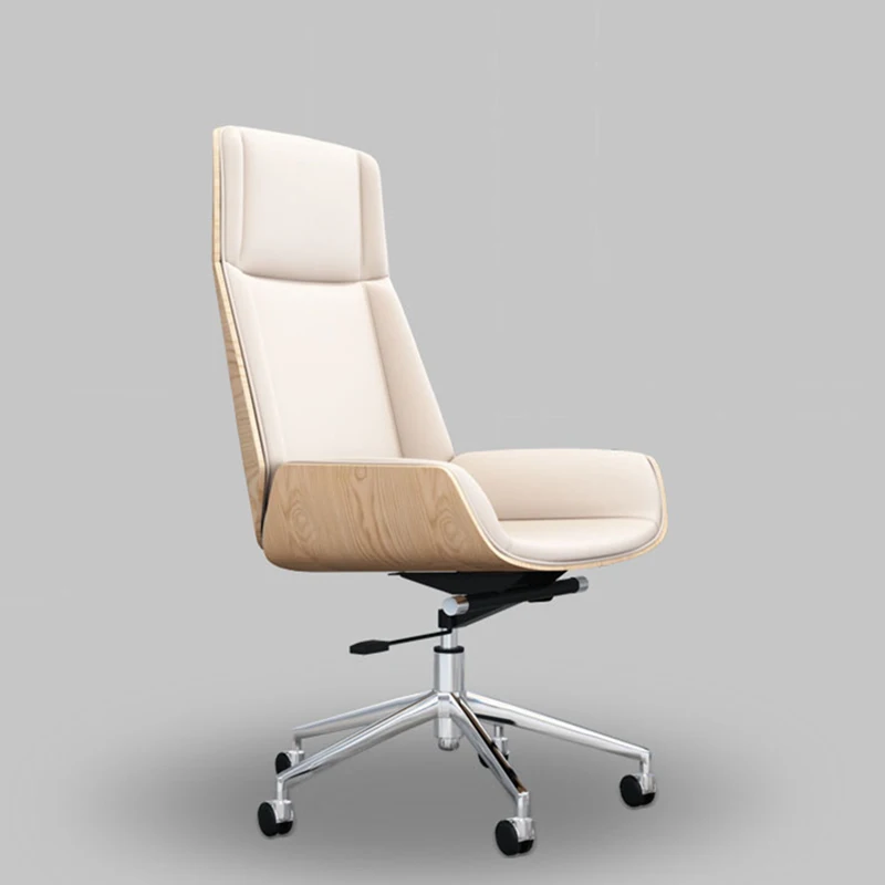 

Italian Nordic Office Chair Leather Lounge White Cheap Designer Swivel Office Chair Rolling Study Silla De Oficina Furniture