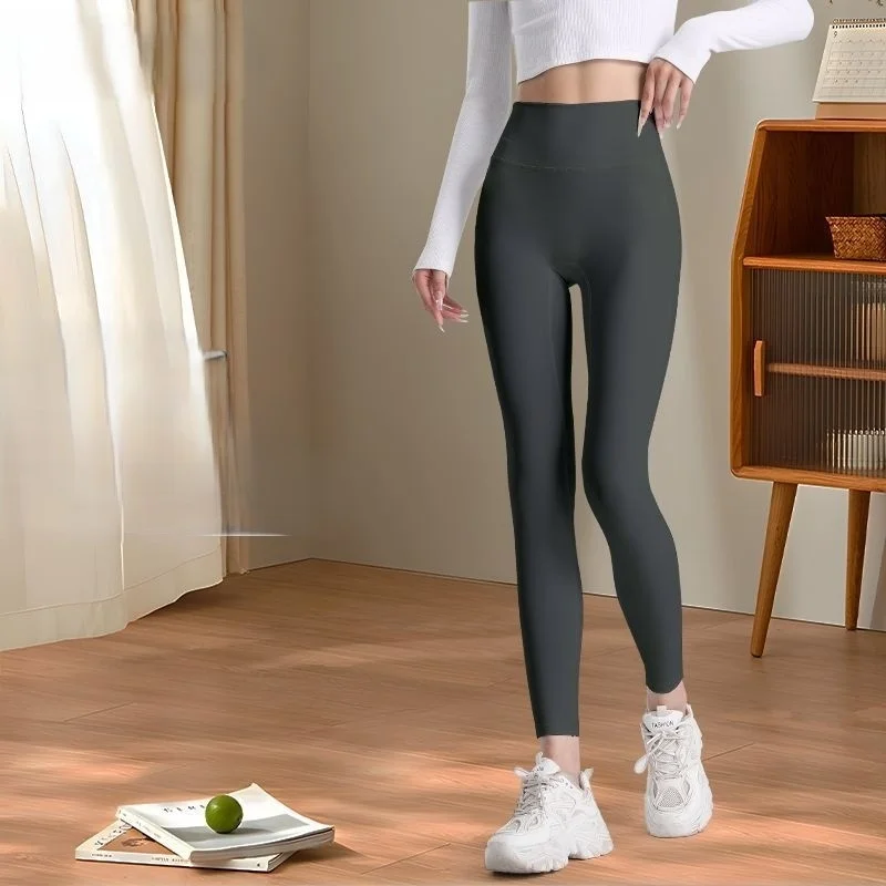 

Yoga Pants Grey Oversize Women Spring Black Ladies Large Simple Daily Ribbed Frosted Water Mesh Fabric Patchwork Long Beautiful