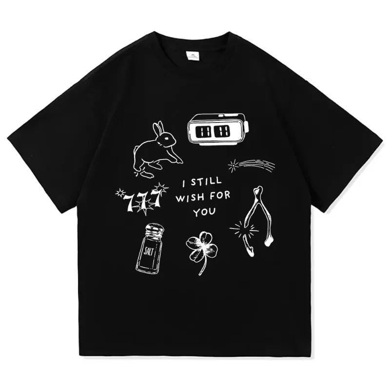 Lucky Talisman Round Neck T-shirt Spoon Album Grey Men's and Women's Clothing Harajuku Cotton Women's Casual Y2K T-shirt