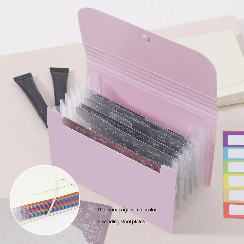 A6 Orgeltas Rechthoekige Nail Art Stempelplaathouder 7Slot Lege Sjabloon Organizer Boekje Nagelplaat Case Manicure