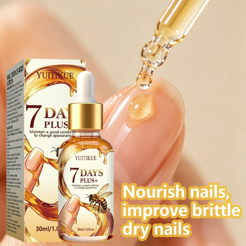 YUITIKUE 7 Days Plus Bee Nail Essence 30ml Repair Brittle Nails Strengthen Fingernail Toenail Cuticle Manicure Care