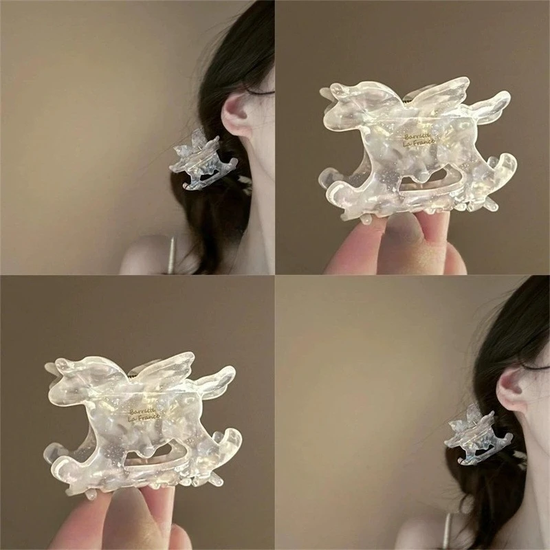 

Fantasy Trojan Horse Hair Claw Acetate Colorful Animal Claw Clips Fairy Sweet Princess Crab Hair Clips Girl's Hair Accessories
