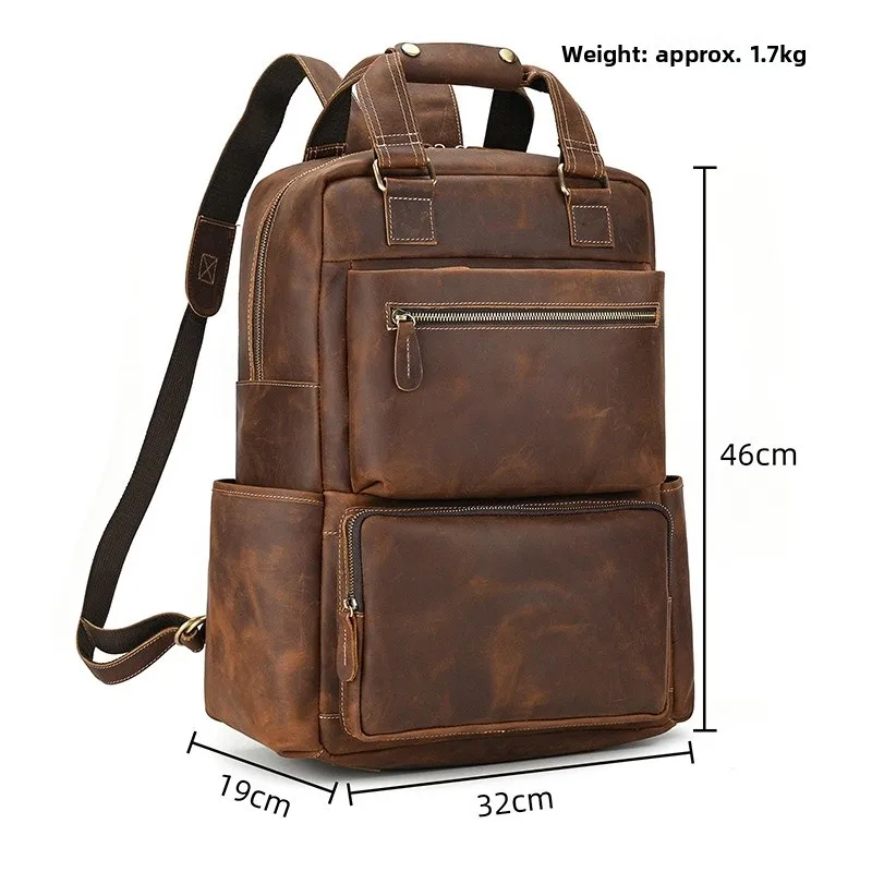 

Men's Retro Mad Leather Handbag Multi-Functional Bapa Travel Bag Large Capaci Double oulder Bag Autumn Winter