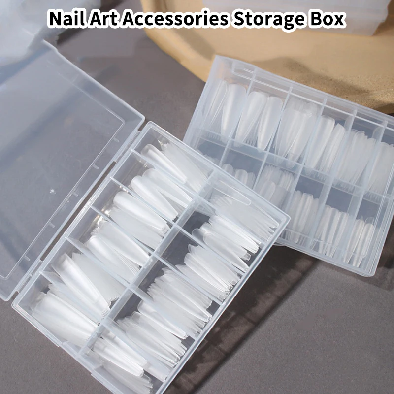 12 Grids Nail Art Tips Box Case Organizer Transparent Empty Nail Foils Storage Box Plastic Jewelry Beads Gems Rhinestones False