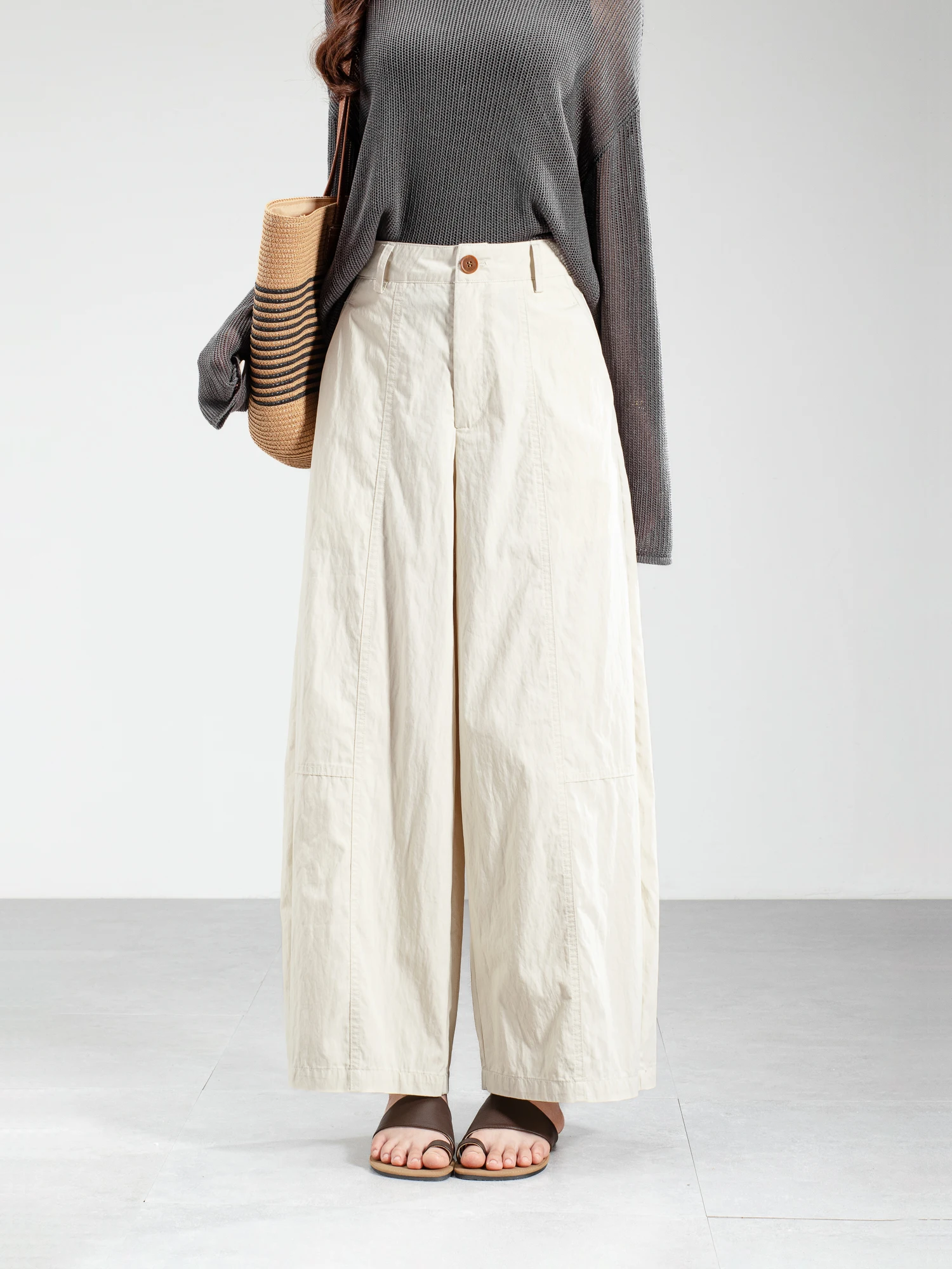 

Ladies' High Waist Loose Fit Lantern Pants Korean Style Lazy Fashion Thin Balloon Casual Pants Spring Summer Cotton Blend
