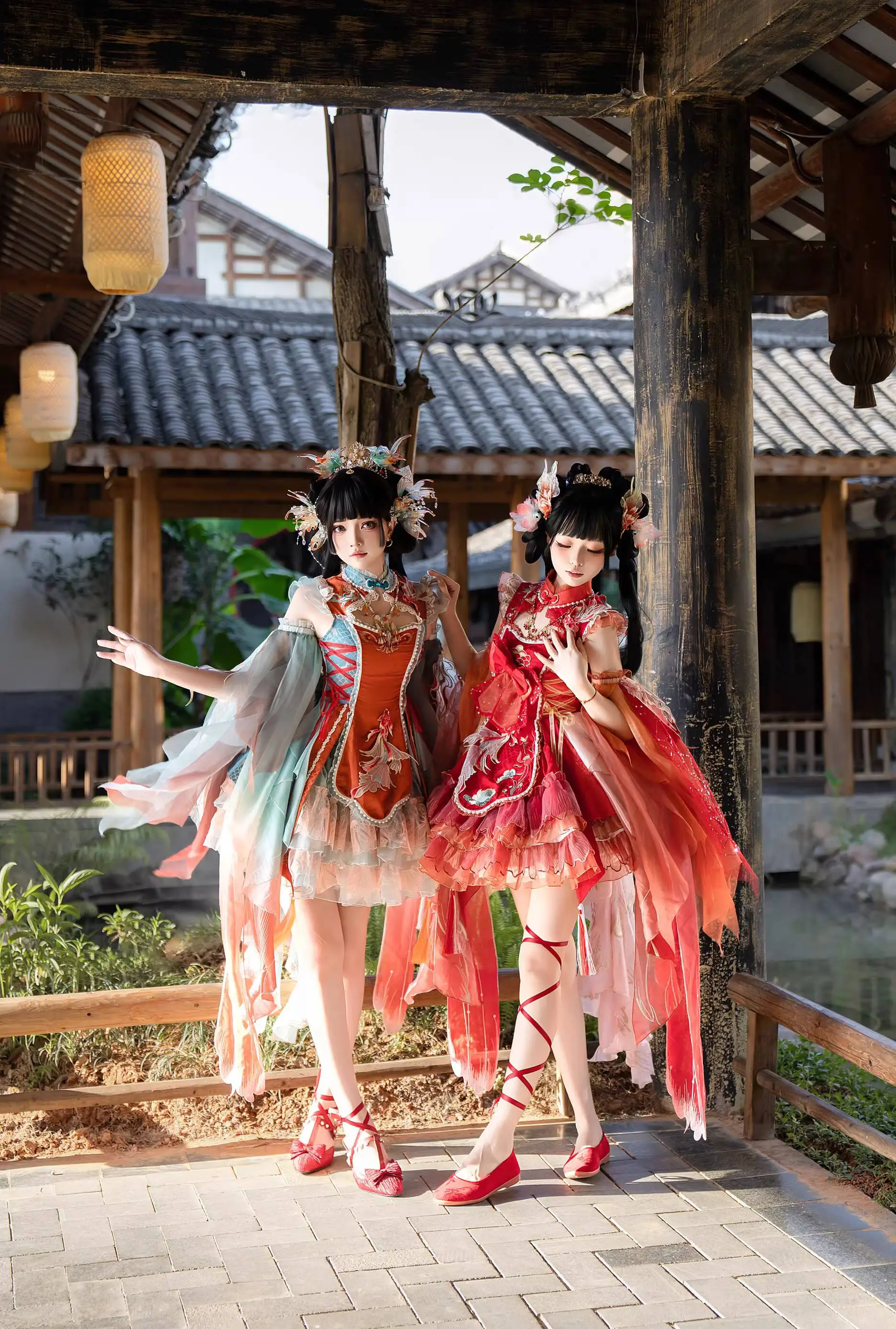 

Платье Лолита ручной работы в китайском стиле «Кои Дрим» с узором «Плавающие чешуйки», в стиле «Кои», национальный стиль Опок, высококачественная индивидуальная пошивка