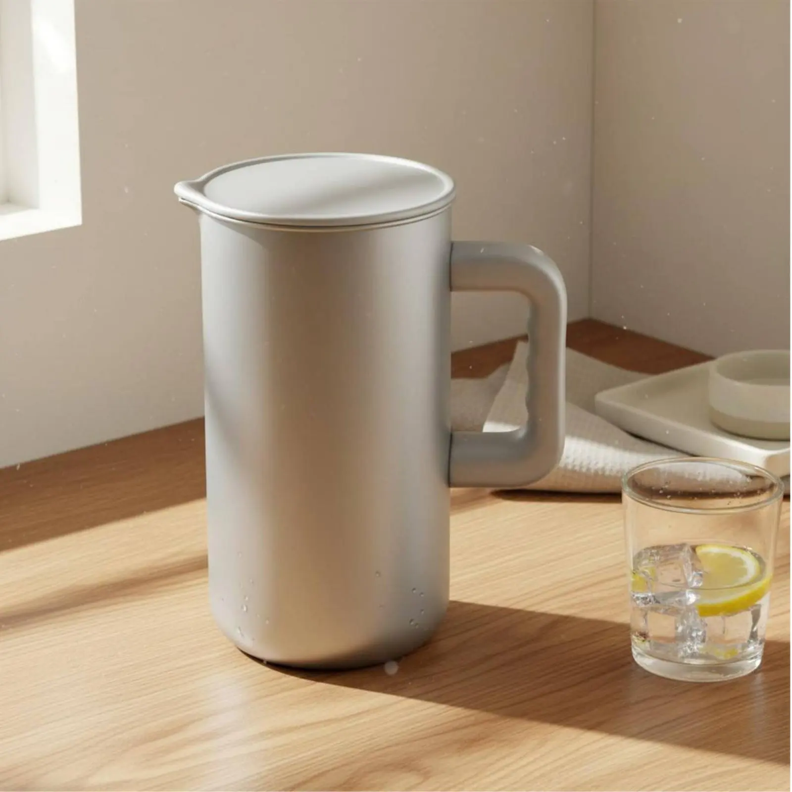 Korean Design Cold Water Kettle Shatterproof Large Capacity Metal Water Carafe Insulated Beverage Jug with Lid for Restaurant