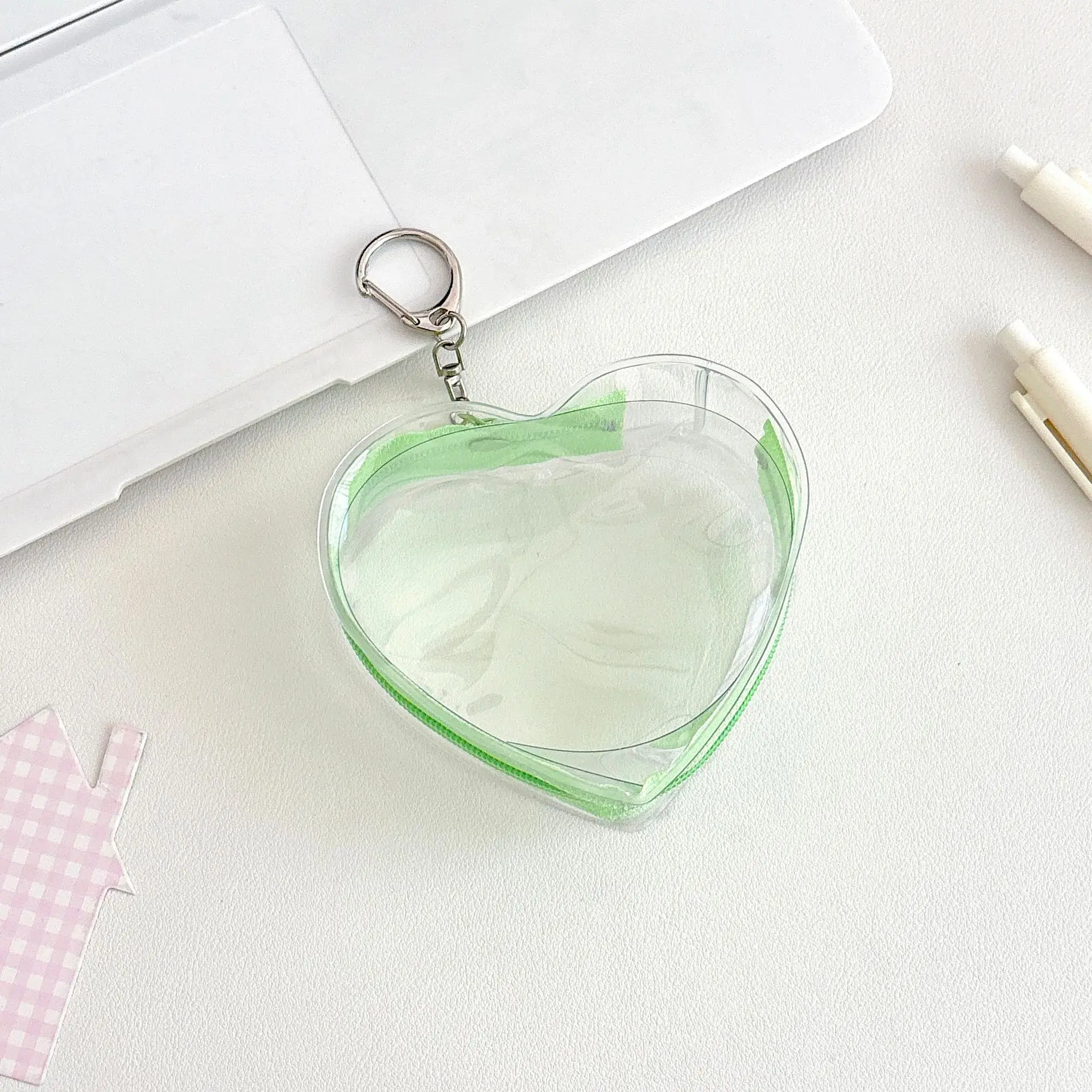 Doll Storage Bag With Keychain Love Heart Pvc Transparent Bag Cartoon Doll Display Box Dustproof Case Gift Organizer Bags