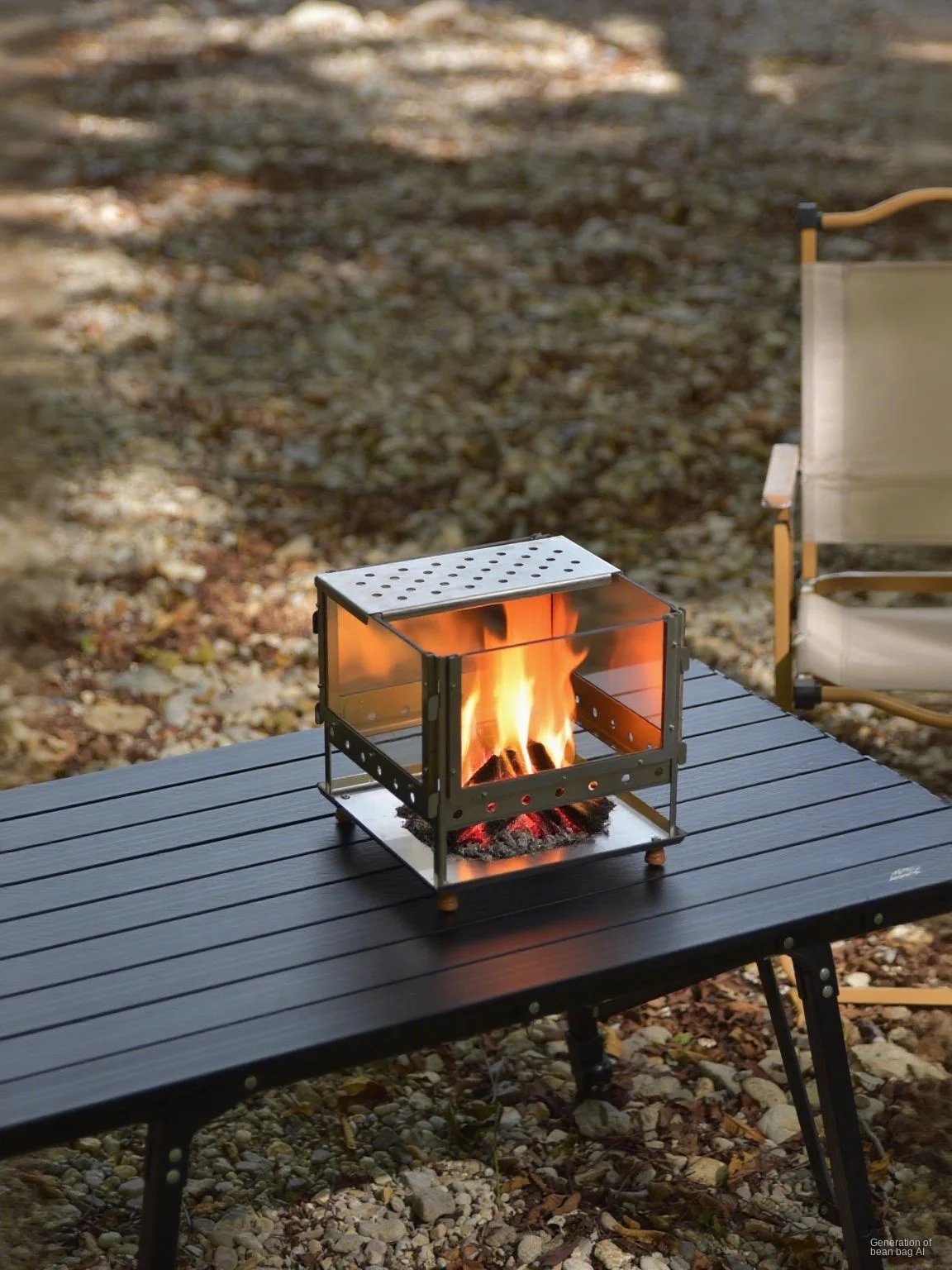 

STLFPortable Stainless Steel Outdoor Camping Stove with Glass Wood Stove Charcoal Burning Table for Heating Grills Product Categ