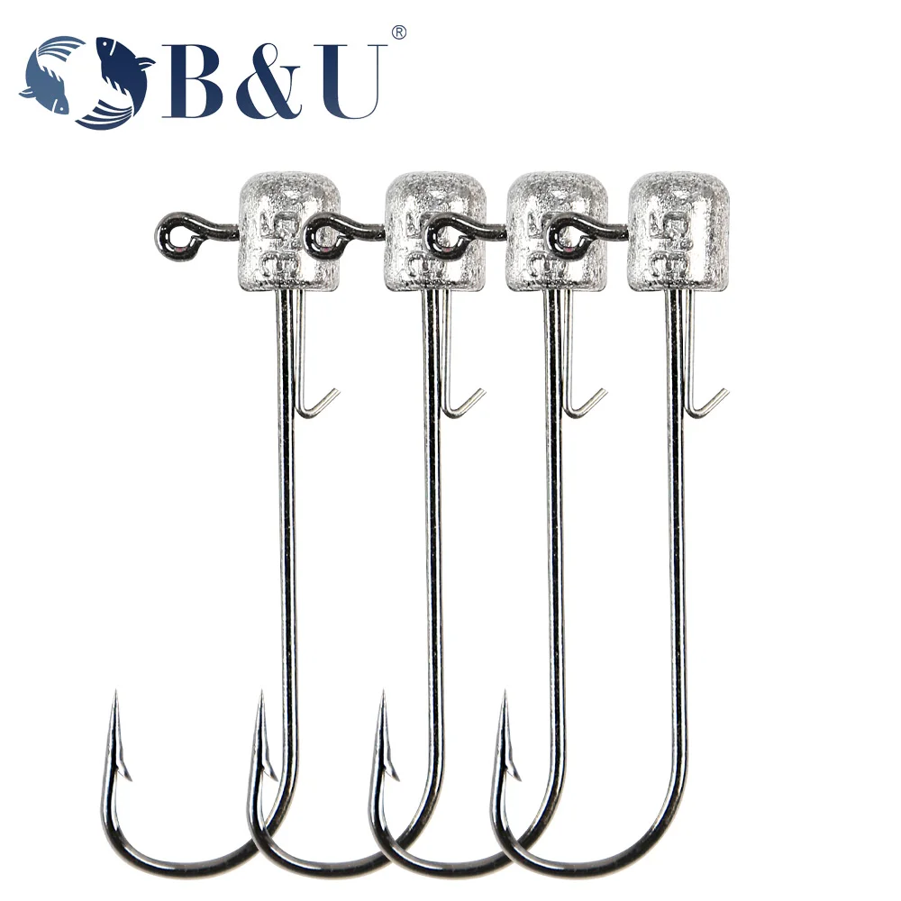 

B&U NED head jigs hook 2g-14g All size Round Ball Jig Head Hook Weedless Long Shank Secondary hooks For Soft Worm Fishing