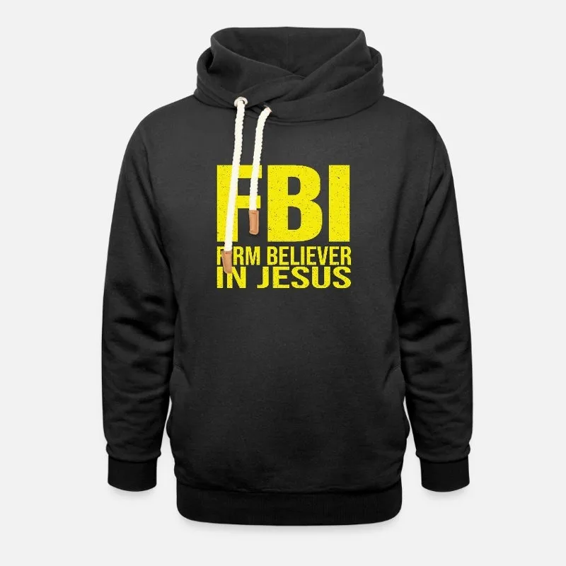 FBI Faith Themed Cotton Printed Hoodie Share Your Religious Beliefs Unique Cotton Hoodie Featuring FBI Firm Believer in Jesus