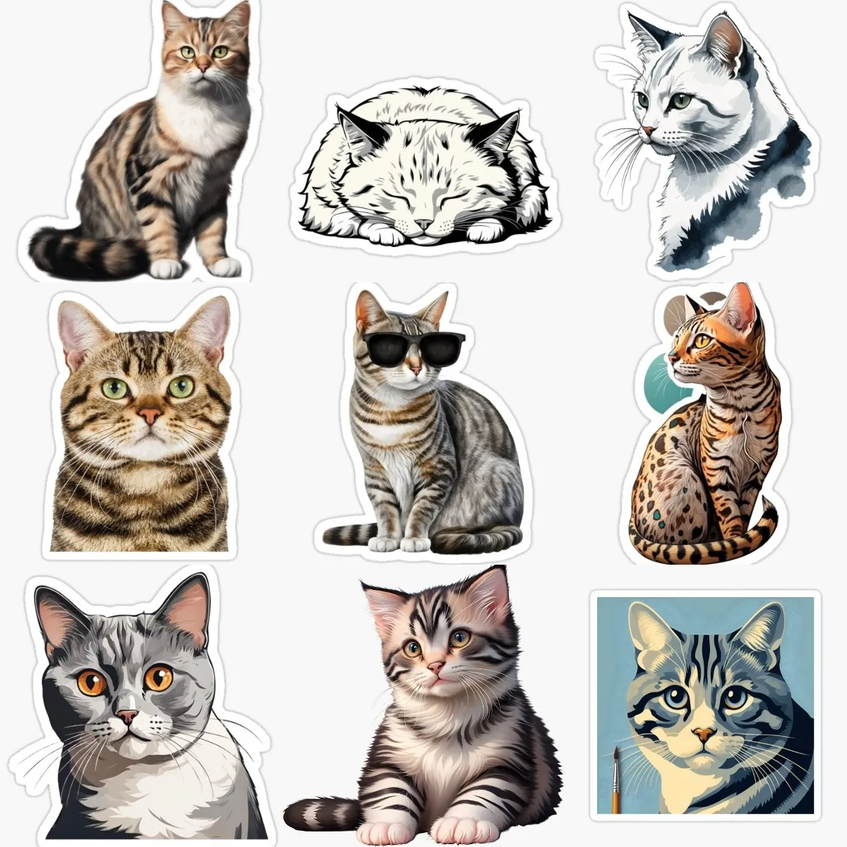 Cute Cat American Shorthair PVC Waterproof Stickers for Decorate Fridge Car Room Wall Van Truck Window Decal Accessories