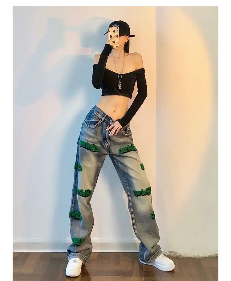 European And American High Street High Waist Straight Wide Leg Jeans Women'S Spring And Autumn 2022 Thin And Loose Couple Models