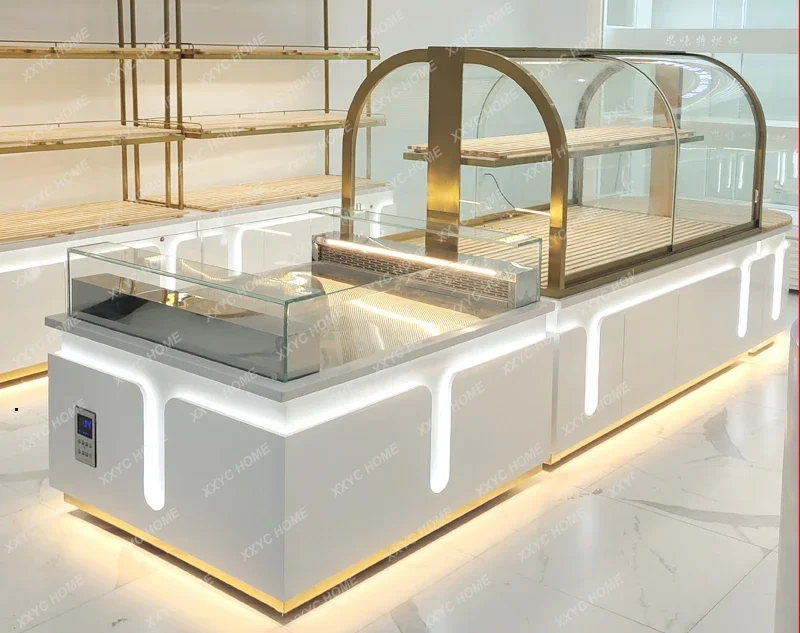 Bread Display Bread Island  Arc Glass Cake Shop Model Display Cabinet Bakery Shop Side Display Stand