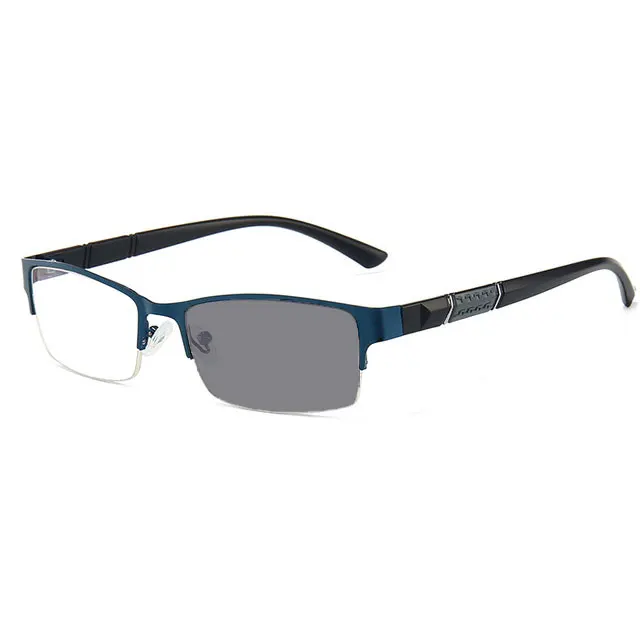 MDOD Photochrome Brille, blaues Licht, Halbrahmen-Dioptrienbrille, Business-Männer-Myopie-Brille, modische Sonnenbrille, 0 bis -6,0 4