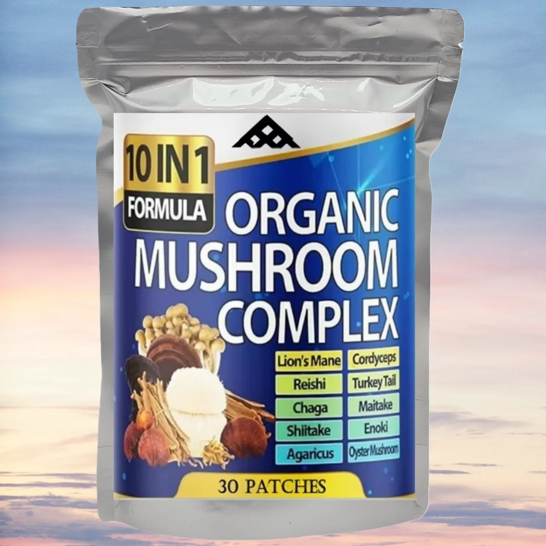 30 Patches 10 In 1 Mushroom Complex Transdermal Patches Lions Mane, Reishi And Cordyceps For Memory Natural Energy Stress Relief