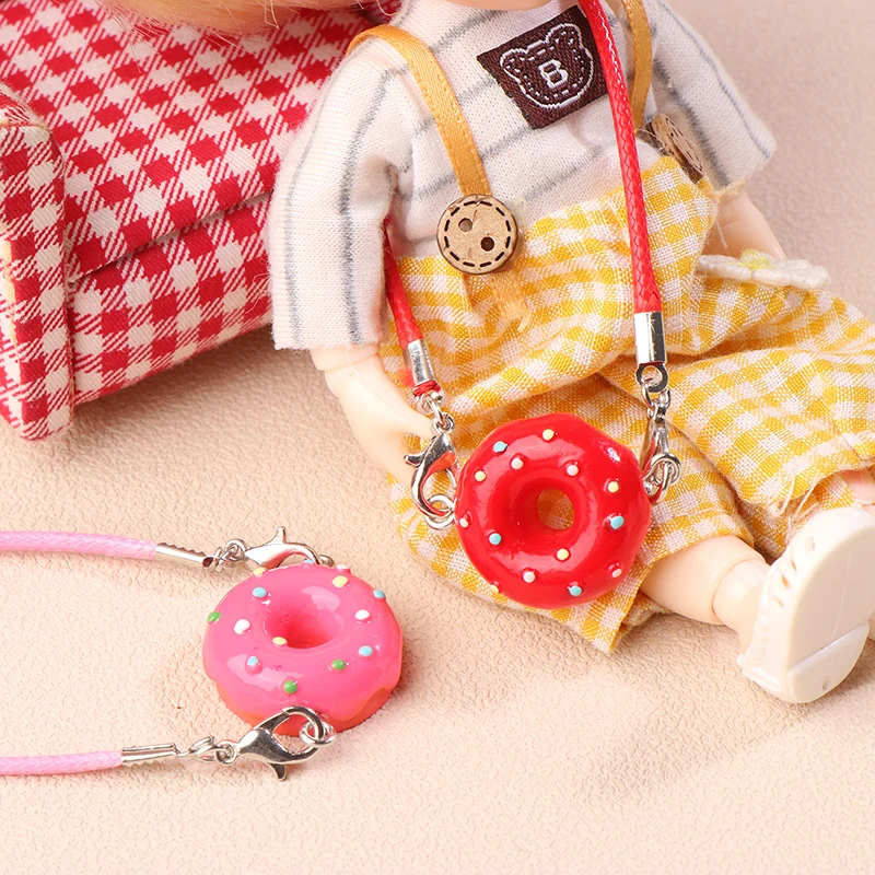 Cute Plush Doll Donut Pendant Dollhouse Mini Decoration Dolls Clothes Accessories Dolls House Micro Scene Photo Props