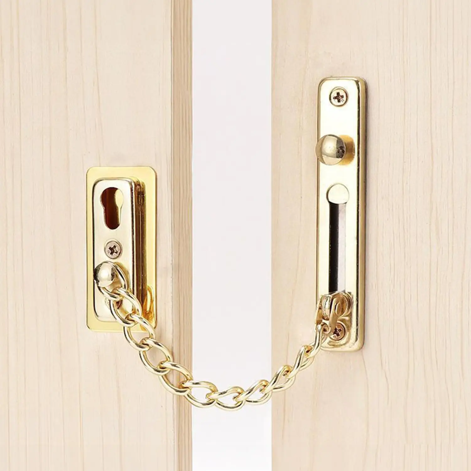 قفل سلسلة باب عالي التحمل - ستانلس ستيل بلمسة نهائية ذهبية، مضاد للصدأ، سهل التركيب للباب الأمامي (رؤية آمنة/تهوية #5