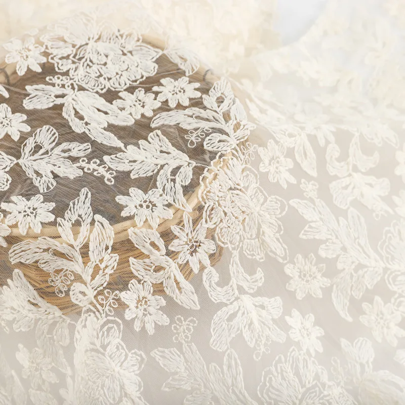 

New Elegant Embroidered Lace Fabric Fashion Dress Lace Fabric Women's and Children's Dresses Mesh Embroidered Fabric