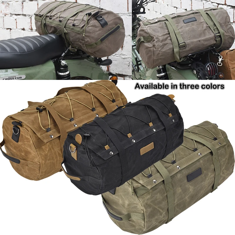 

Motorcycle Tail Bag Canvas Hangable Portable Rear Bike Storage Backpack Waterproof Retro Motorcycle Bags For Back Seat With
