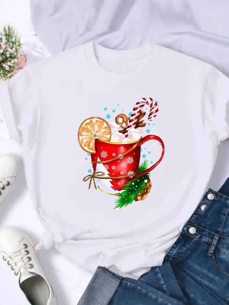 Fashion Lovely Watercolor Trend 2025 Print T Top Merry Christmas New Year Holiday Graphic T Tee Women Shirt Clothing T-shirts